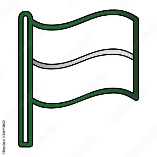 Vector illustration of a linesman flag line icon with clean flat minimalist strokes, designed for football, soccer referee, sports officiating, and match day themed graphics.