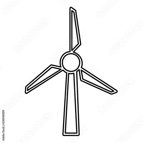 Vector illustration of a wind turbine line icon with clean minimalist flat design, ideal for renewable wind energy, sustainable power, environmental advocacy, and clean tech themes.