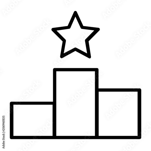 Vector illustration of a winner podium line icon with clean minimalist flat strokes, ideal for sports competition, award ceremony, championship ranking, and achievement-themed graphics.