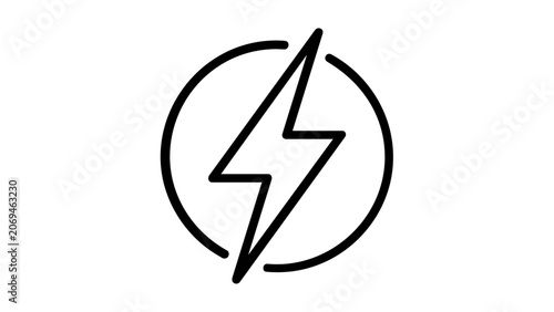 Vector illustration of a lightning bolt line icon using a single continuous angular stroke to convey electric energy and storm power, versatile for UI and environmental projects.