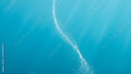 깊은 바다속 푸른 물결 가운데 기포 라인하나A bubble line in the deep sea of blue waves