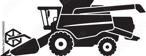 Obraz na plátně Black combine harvester, agricultural machinery, farm equipment, tractor icon