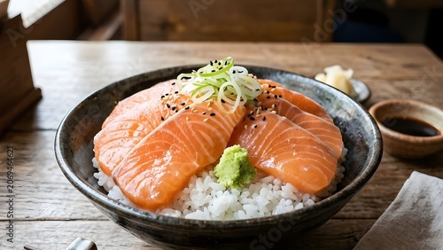 일식당 연어 사케동 메뉴 단품,The Japanese restaurant's salmon sake-dong menu is a single item,
