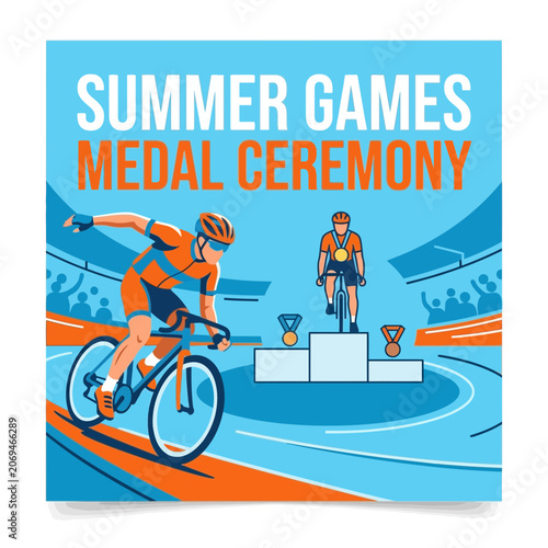 Summer Games Medal Ceremony Cycling Victory Celebration Athletes Podium Moment