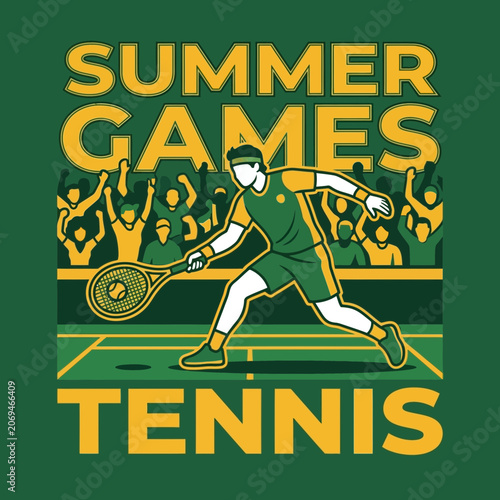 Summer Games Tennis Match Excitement Vibrant Crowd