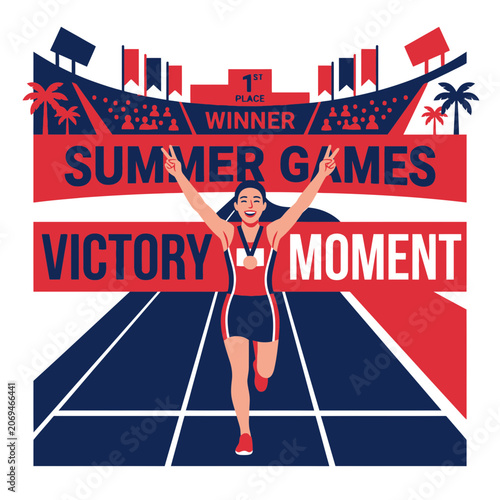 Summer Games Victory Moment Celebration And Success In Competition