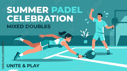 Summer Padel Celebration Mixed Doubles Action Unite Play