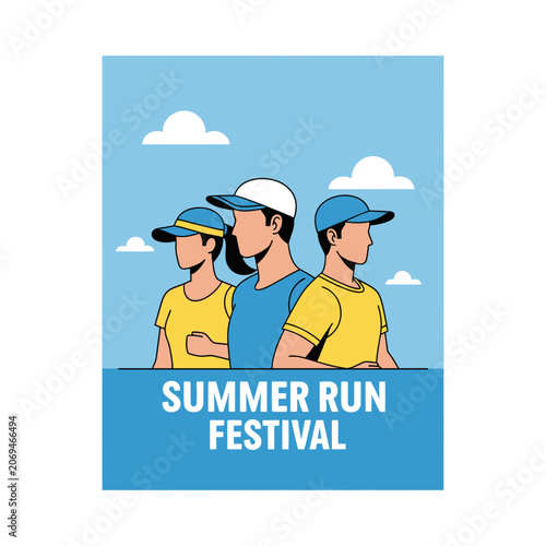 Summer Festival Runners Group Portrait Under Bright Skies
