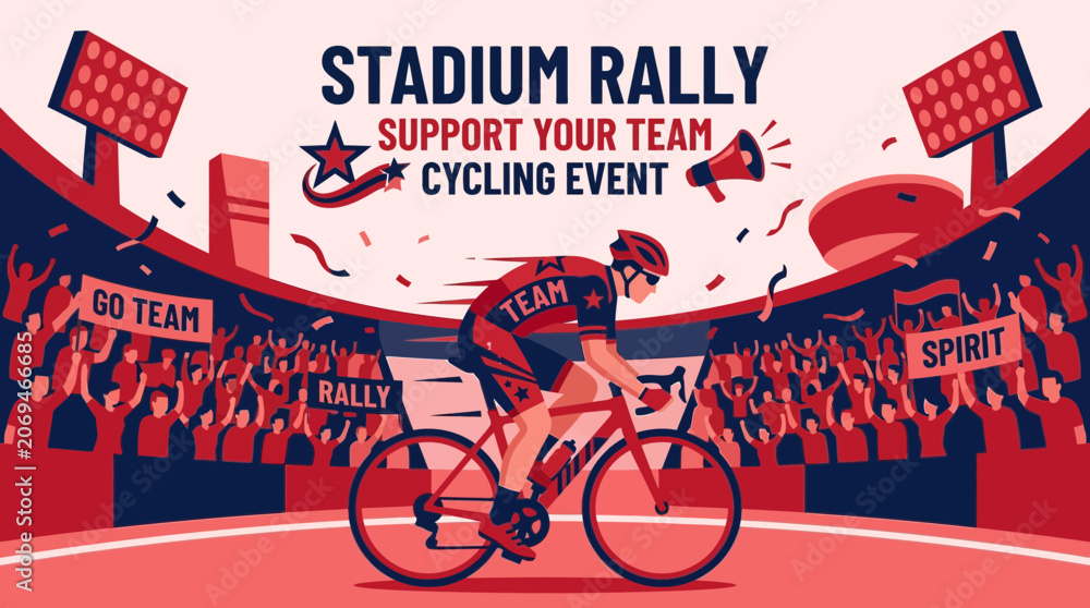 Obraz premium Stadium Cycling Race Rally Support Your Favorite Team Event