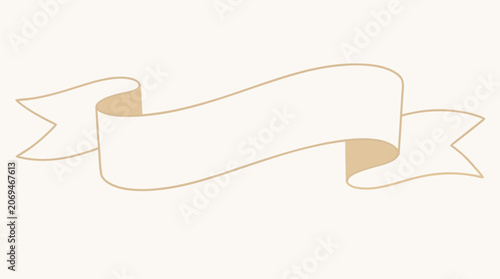 Minimalist blank white ribbon banner waving gracefully in the air for customizable text or messages on a clean light background, elegant vector illustration for marketing and advertisement.