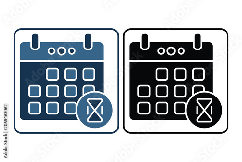 Calendar icon. related to time management. Solid icon style. Simple vector design editable