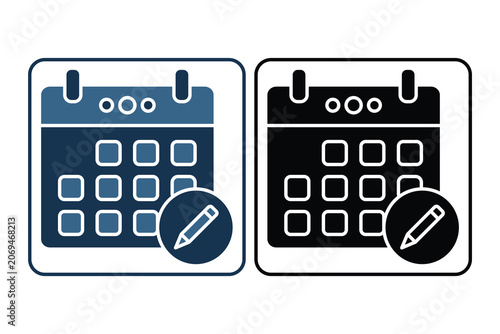 Calendar icon. related to time management. Solid icon style. Simple vector design editable