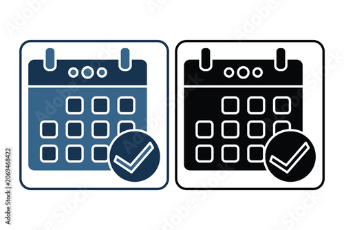 Calendar icon. related to time management. Solid icon style. Simple vector design editable