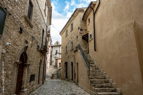 Barrea. Views of the historic center and the Monumental Castle.
