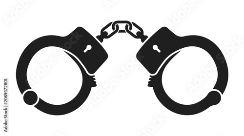 Konstfotografi Handcuffs With Chain Link Black Silhouette restraints