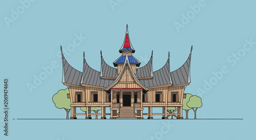 Bild auf Leinwand Traditional Thai Temple Roof Architecture.