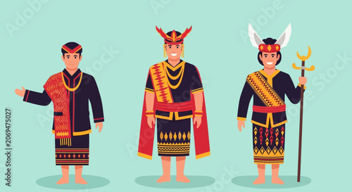 Fényképezés Traditional Asian tribal people in costume.