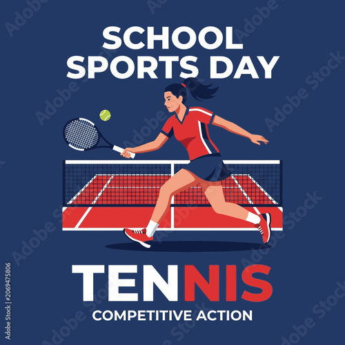School Sports Day Tennis Competitive Action For Youth Clubs