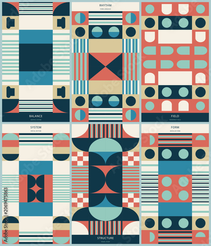 Obraz na plátně Set of 6 modernist geometric posters