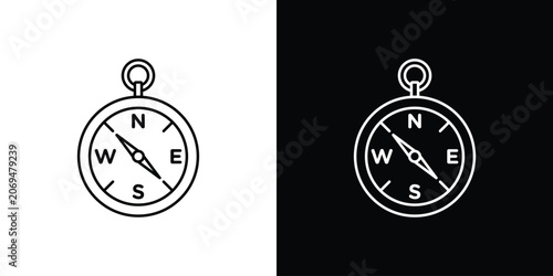 Compass icon line vector collection