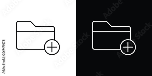 Create folder icon line vector collection