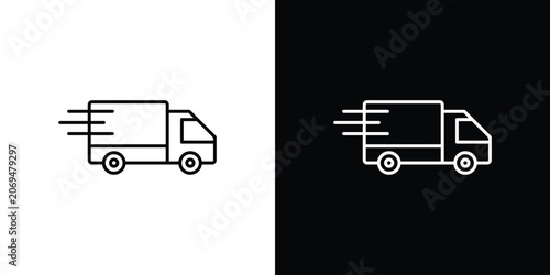 Delivery van icon line vector collection