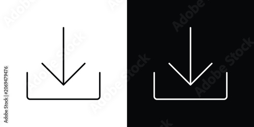 Quadro em tela Download button icon line vector collection