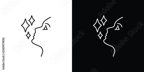 Glowing skin icon line vector collection