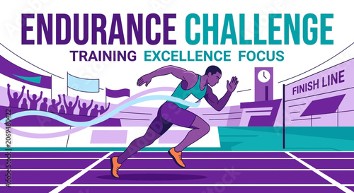 Runner Sprinting Towards Finish Line Endurance Challenge Training Excellence Focus Event