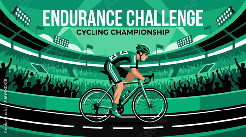 Professional Cyclist Competes In A Stadium Endurance Challenge Cycling Championship