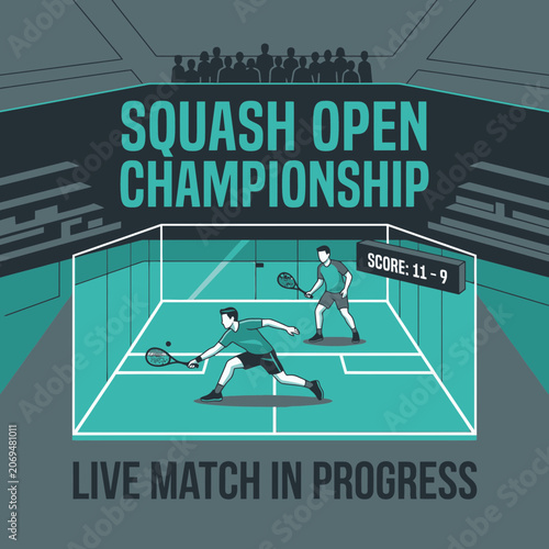 Professional Squash Match Competition Championship Event Illustration