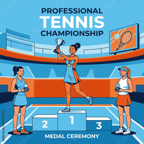 Professional Tennis Championship Medal Ceremony Celebration