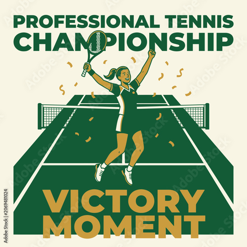 Professional Tennis Championship Victory Moment Celebration Art