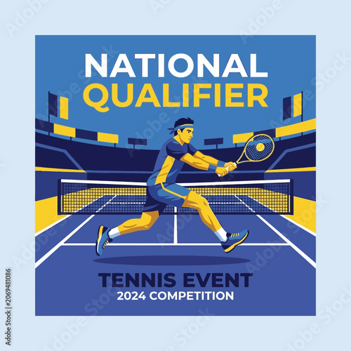 Professional Tennis Player In Action During National Qualifier Competition Event