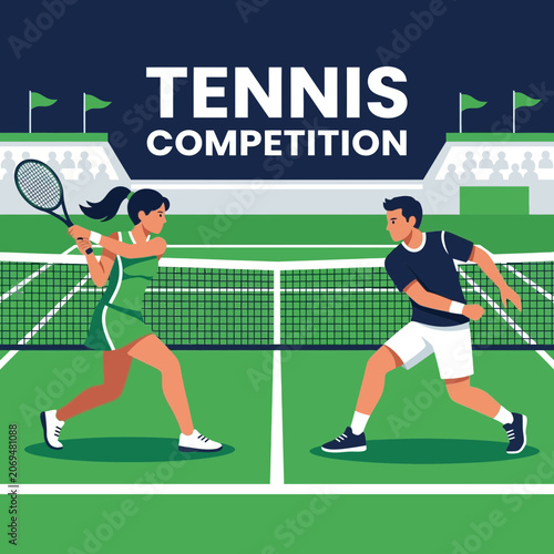 Professional Tennis Players Compete In Exciting Tournament Showdown