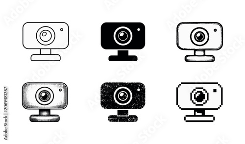 Various styles of webcam illustrations in different design formats