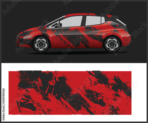 Dynamic Red Car Wrap Design