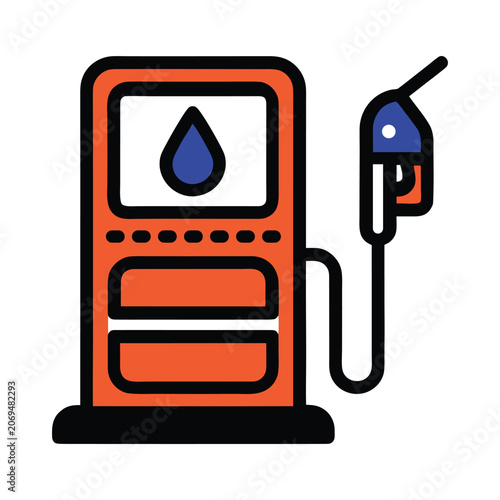 Gas pump icon for petrol station and refueling service