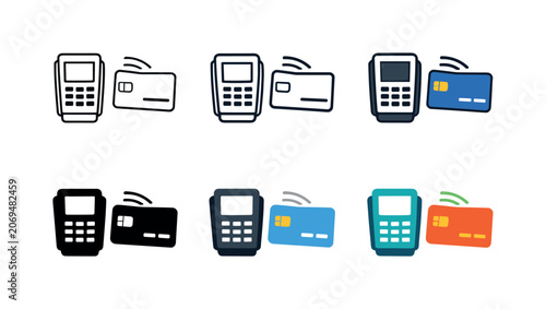 Tap and pay concept symbol featuring a payment card approaching a terminal with broadcast style waves indicating instant