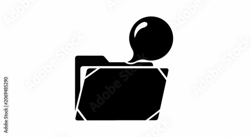 Open folder with speech bubble, symbolizing organization, communication, and information sharing