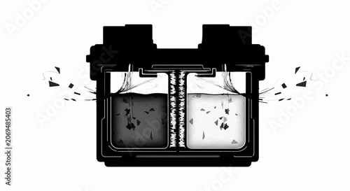 Clean water purification system concept with contrasting dark and clear compartments