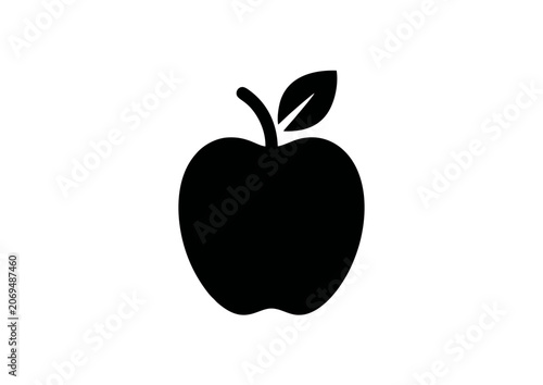 Black Apple Icon Isolated on White Background, Minimal Vector Symbol for Food, Education, Technology and Graphic Design