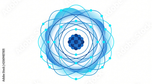 Photos Quantum atom structure with electrons model vector illustration