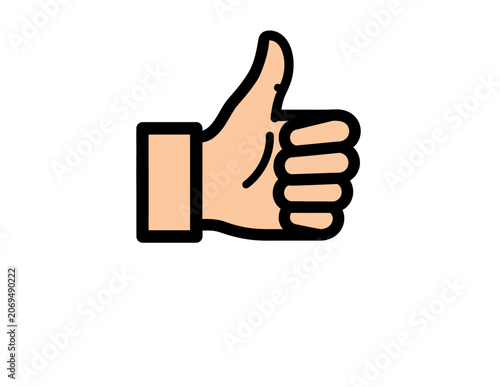 Cartoon hand showing thumbs up gesture for approval and success.