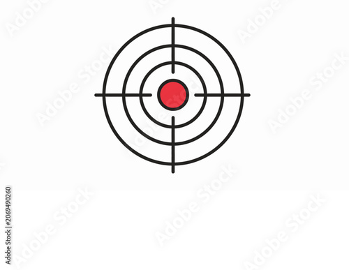 Red Bullseye Target with Concentric Circles and Crosshairs.