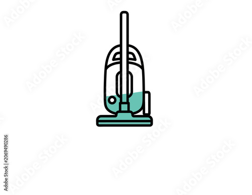 Modern Upright Vacuum Cleaner Icon for Household Cleaning.