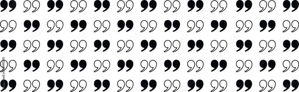 Fototapeta premium Quote mark icon set, speech quotation signs and conversation symbols for UI UX websites mobile apps comments and communication platforms.