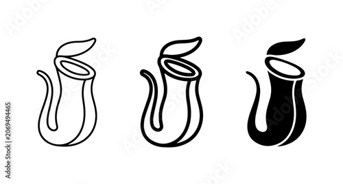 Fényképezés Pitcher Plant Icons, Carnivorous Flora Vector Graphics, Tropical Botanical Illus