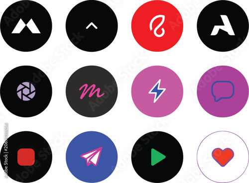 Modern Abstract Social Media App Icons Collection on Minimal Background