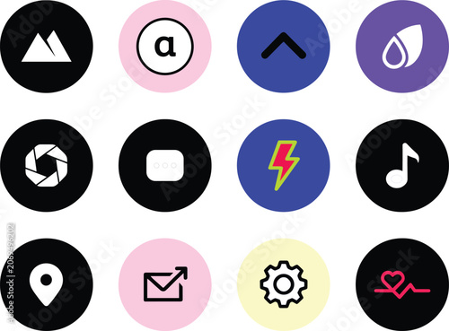 Modern Minimal App Icons Set with Abstract User Interface Design